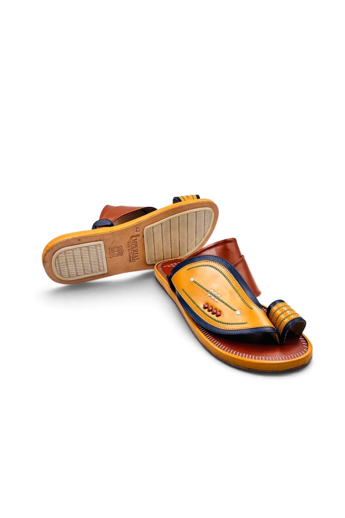 Heritage Walk Men's Arabic Sandals | Luxury Leather | Everyday Comfort - Yellow/Orange