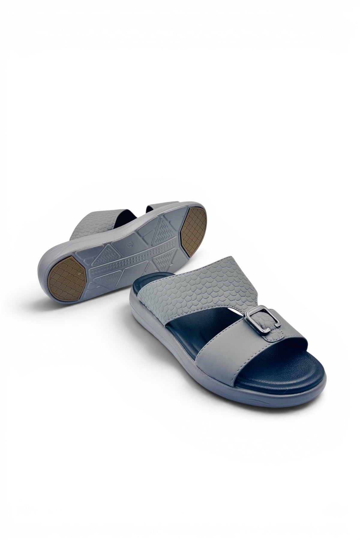 Desert Crown Men's Arabic Sandals | Ultra-Soft Padded Footbed - Gray