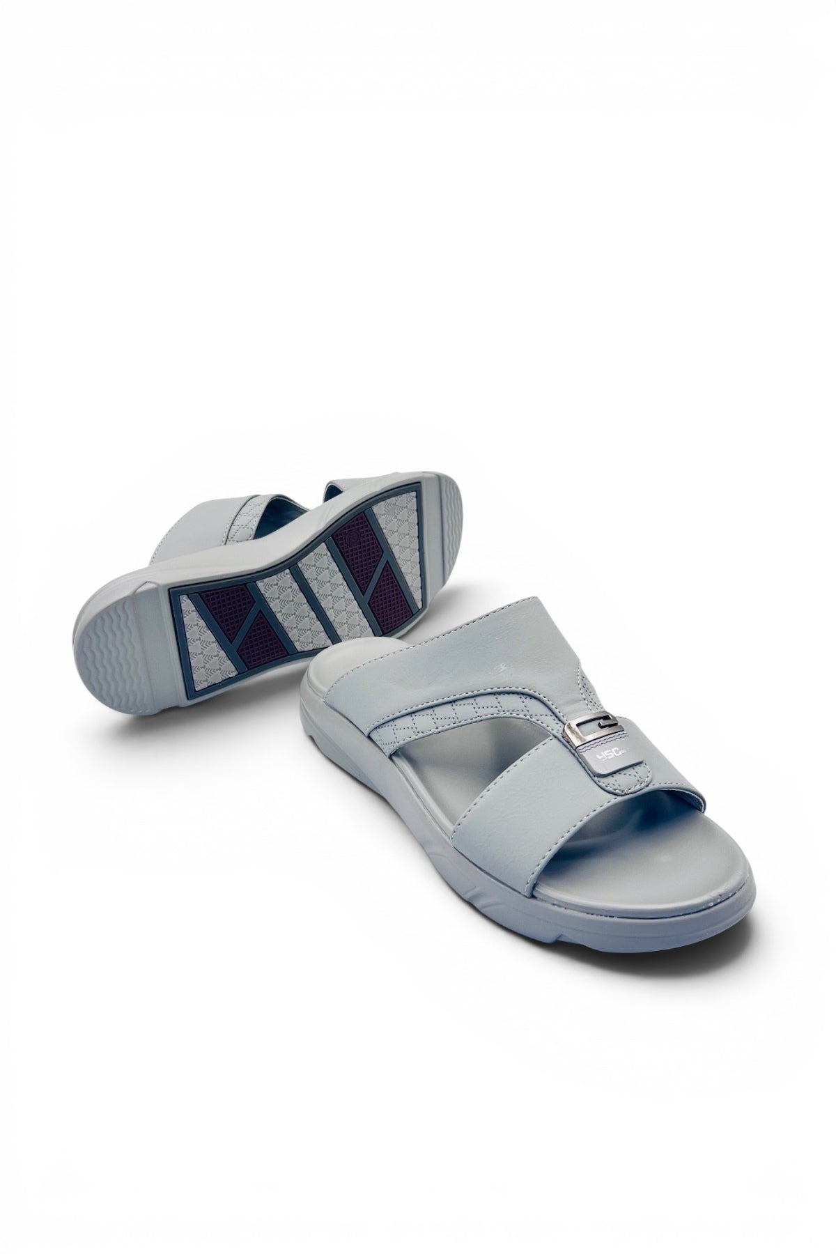Desert Crown Men's Arabic Sandals | Ultra-Soft Padded Footbed - Gray