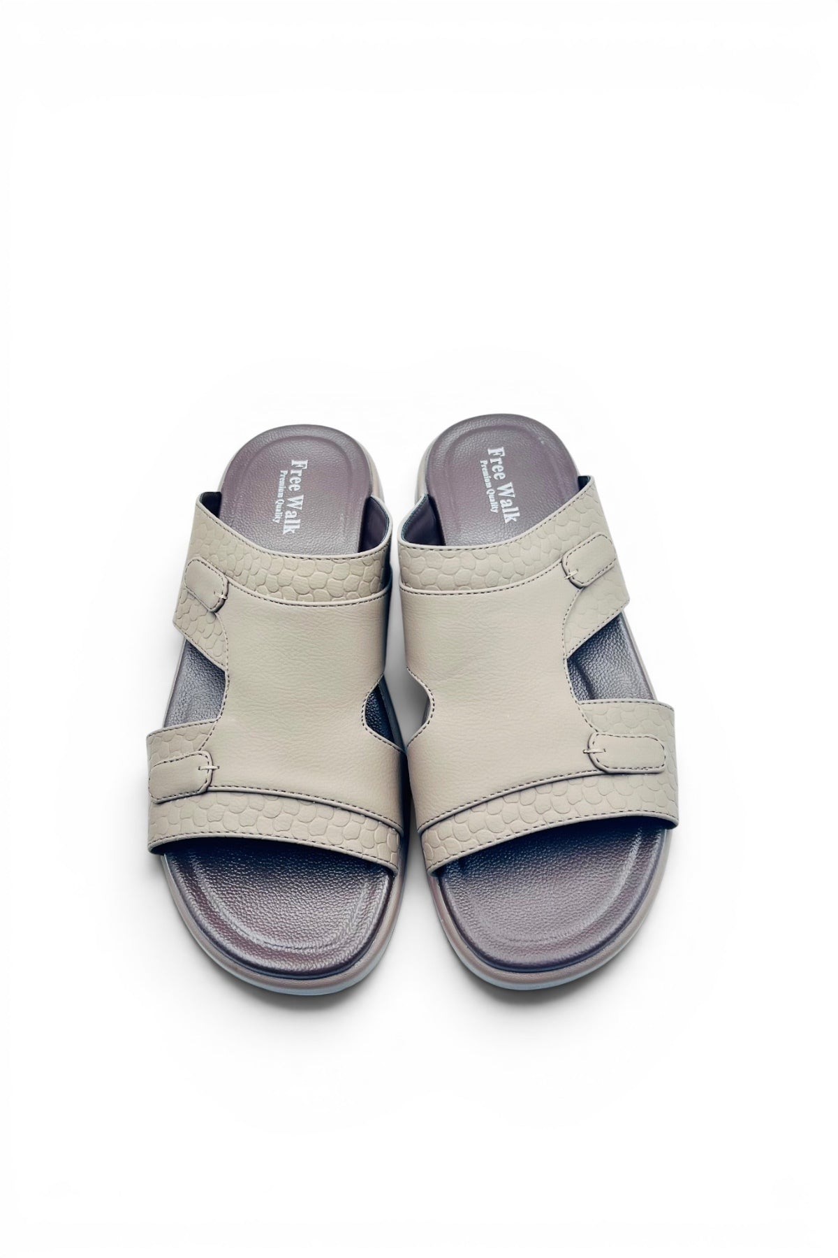 Desert Crown Men's Arabic Sandals | Ultra-Soft Padded Footbed - Beige/Maroon