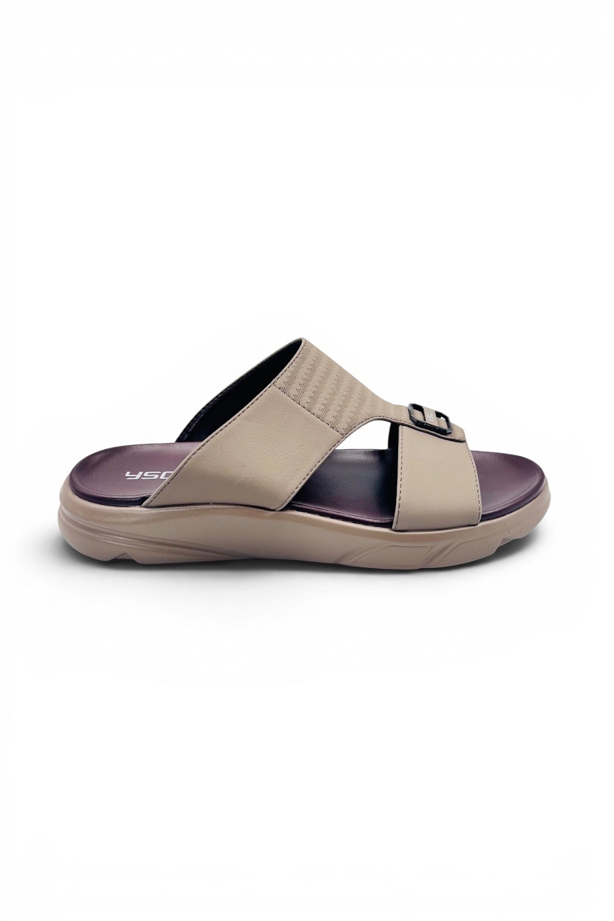 Desert Crown Men's Arabic Sandals | Ultra-Soft Padded Footbed - Beige/Maroon