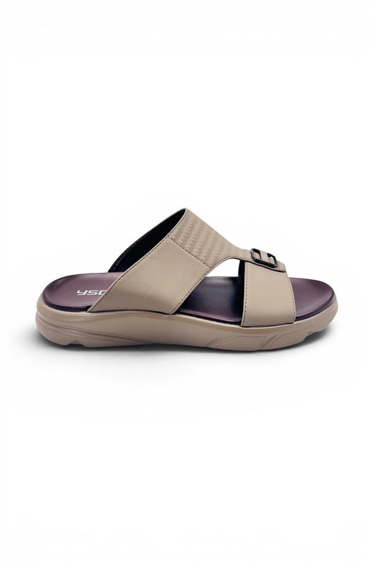 Desert Crown Men's Arabic Sandals | Ultra-Soft Padded Footbed - Beige/Maroon