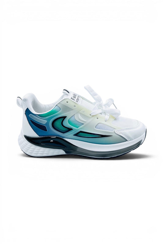 Velocity Sports Shoes | Breathable Running Sneakers - Black/White/Green