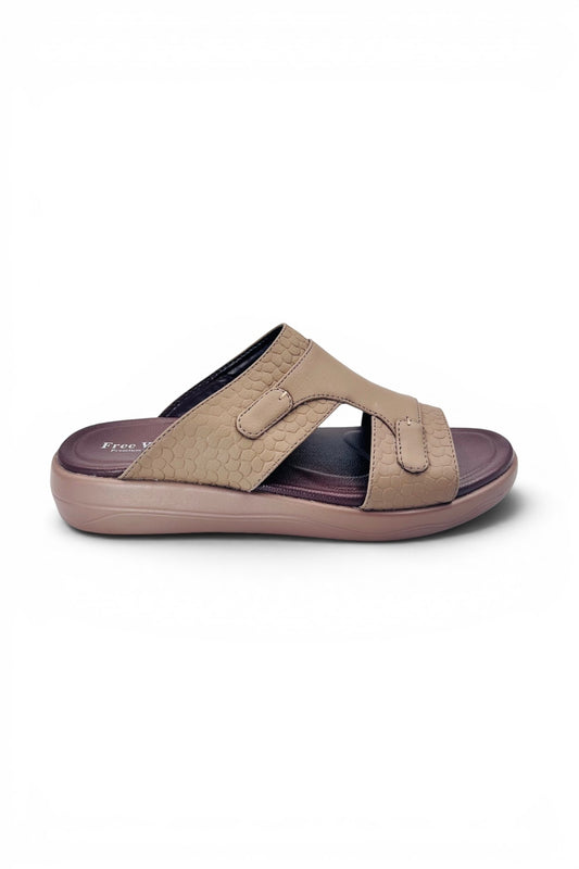 Desert Crown Men's Arabic Sandals | Ultra-Soft Padded Footbed - Beige/Maroon
