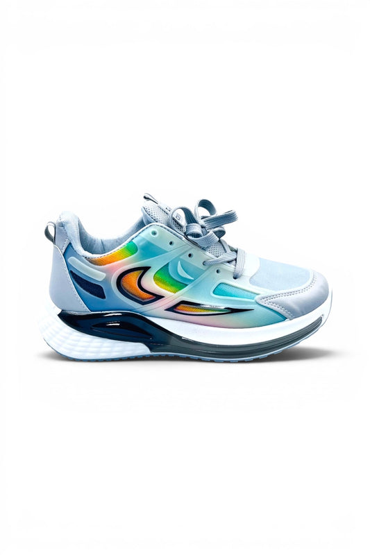 Velocity Sports Shoes | Breathable Running Sneakers - White/Orange/Grey