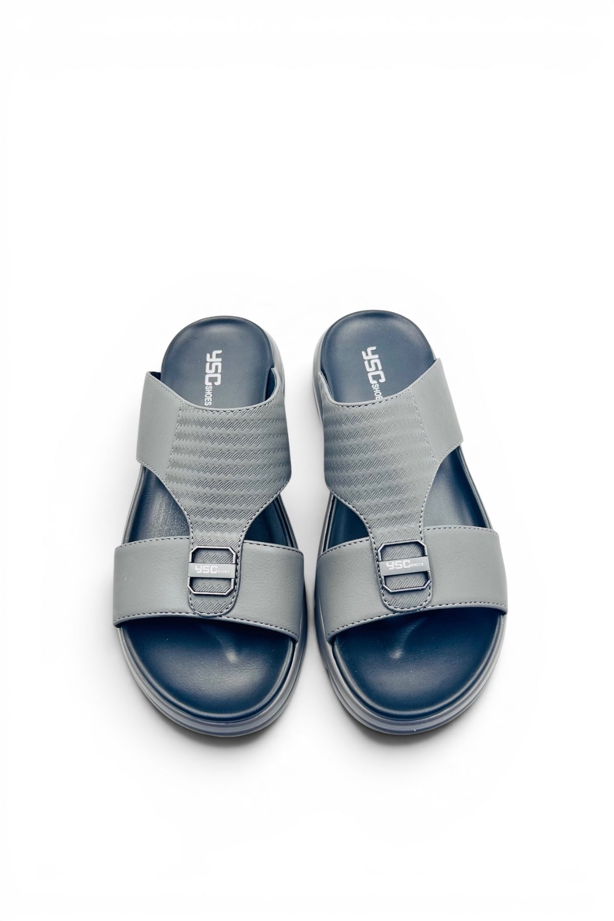 Desert Crown Men's Arabic Sandals | Ultra-Soft Padded Footbed - Gray/Black