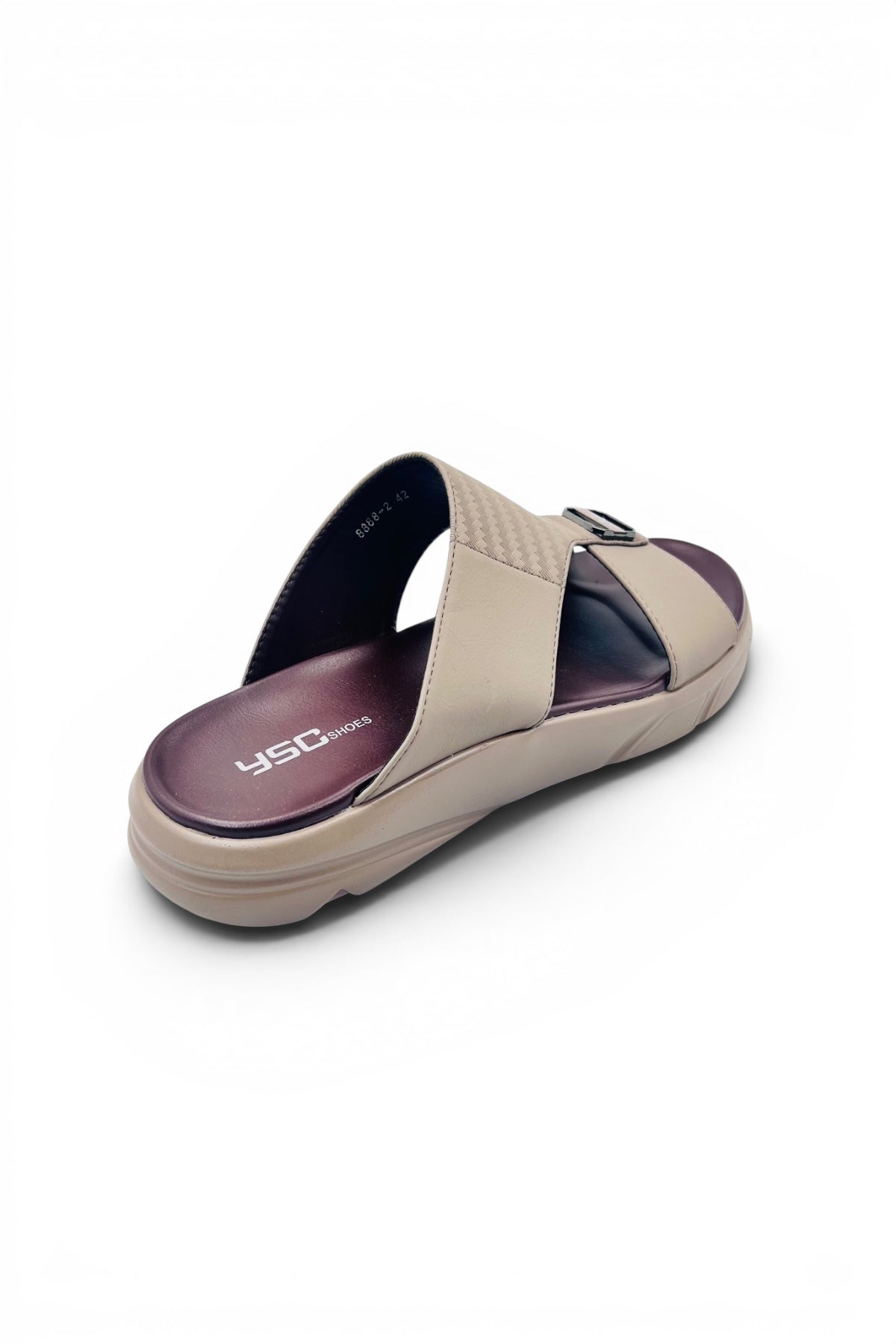 Desert Crown Men's Arabic Sandals | Ultra-Soft Padded Footbed - Beige/Maroon
