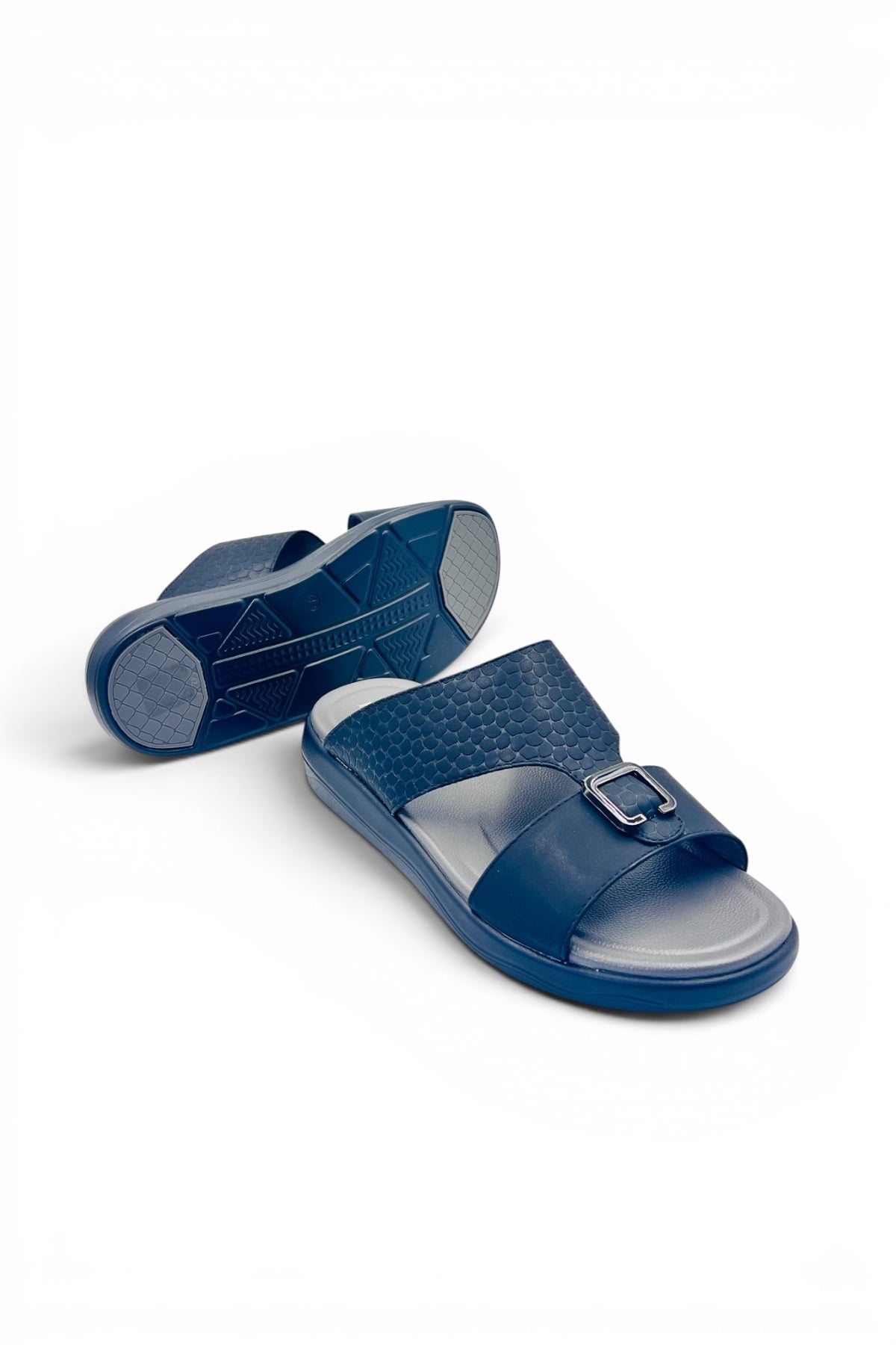 Desert Crown Men's Arabic Sandals | Ultra-Soft Padded Footbed - Black/Grey