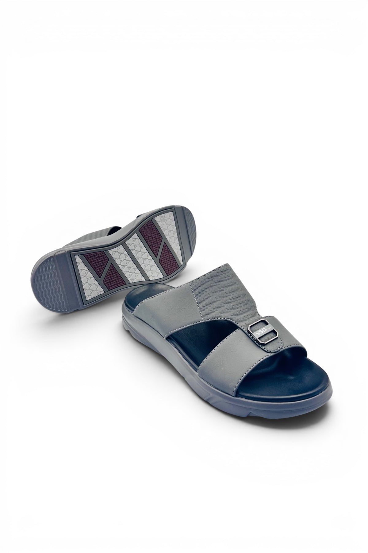 Desert Crown Men's Arabic Sandals | Ultra-Soft Padded Footbed - Gray/Black