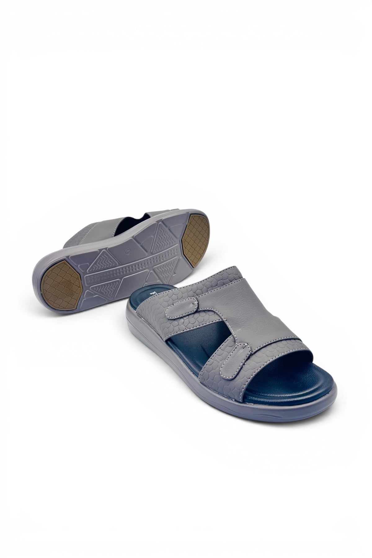 Desert Crown Men's Arabic Sandals | Ultra-Soft Padded Footbed - Gray/Black