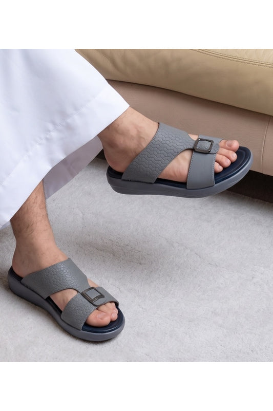 Desert Crown Men's Arabic Sandals | Ultra-Soft Padded Footbed - Gray